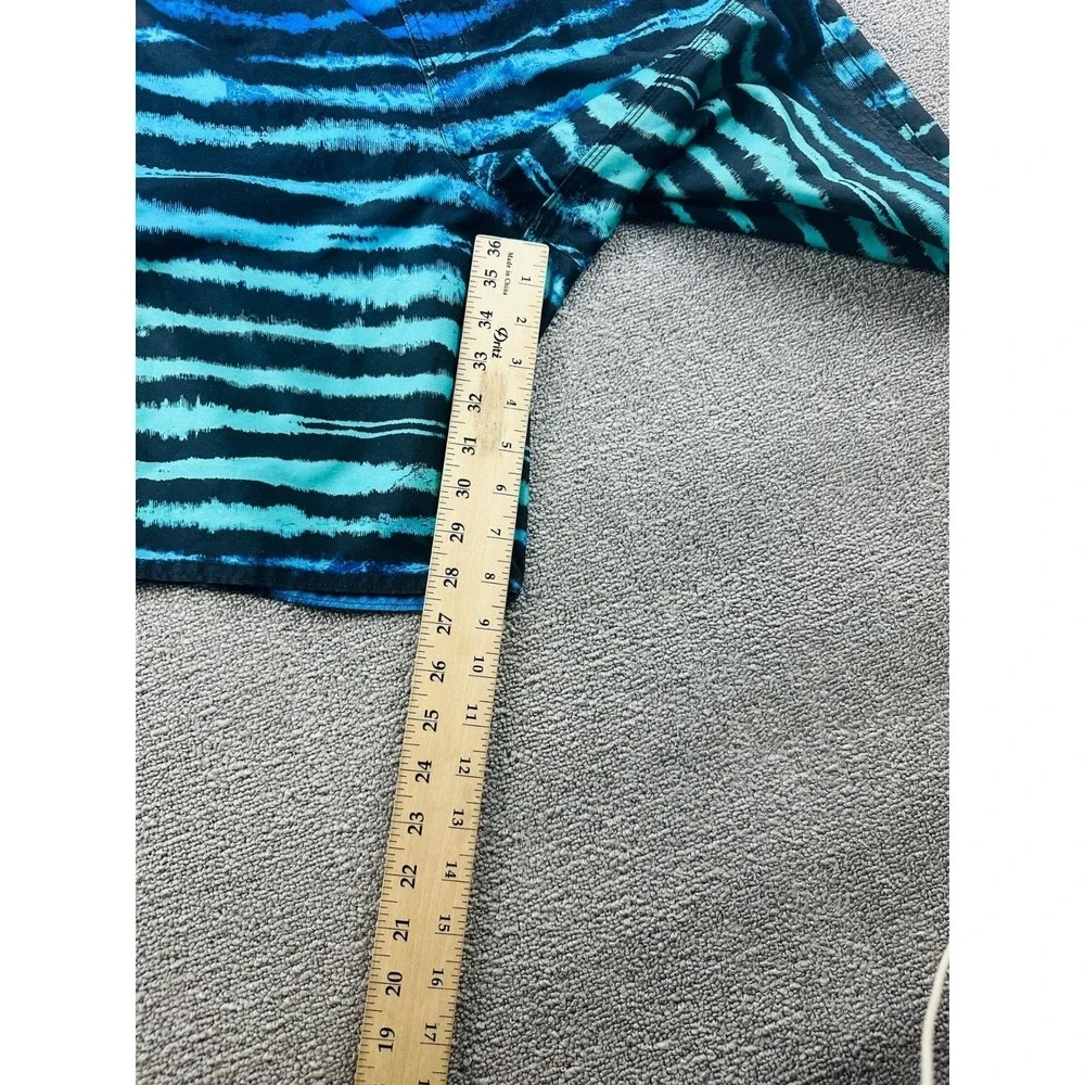 Adidas Swim Trunks Men M Blue Black Regular Striped Lined Summer Athletic Surf